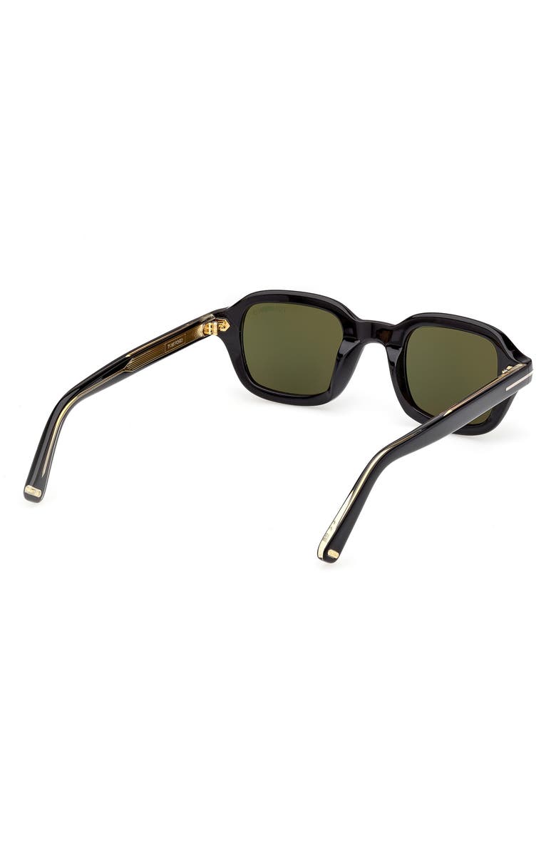 TOM FORD 46mm Small Square Sunglasses, Alternate, color, Black Yellow Gold / Green