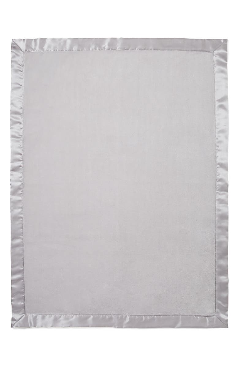 Elegant Baby Satin Trim Fleece Blanket, Alternate, color, Gray