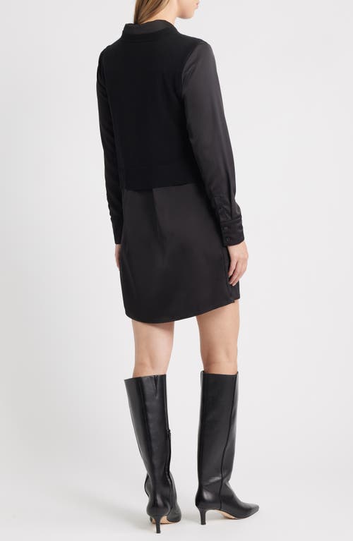 Sam Edelman Layered Mixed Media Dress In Black