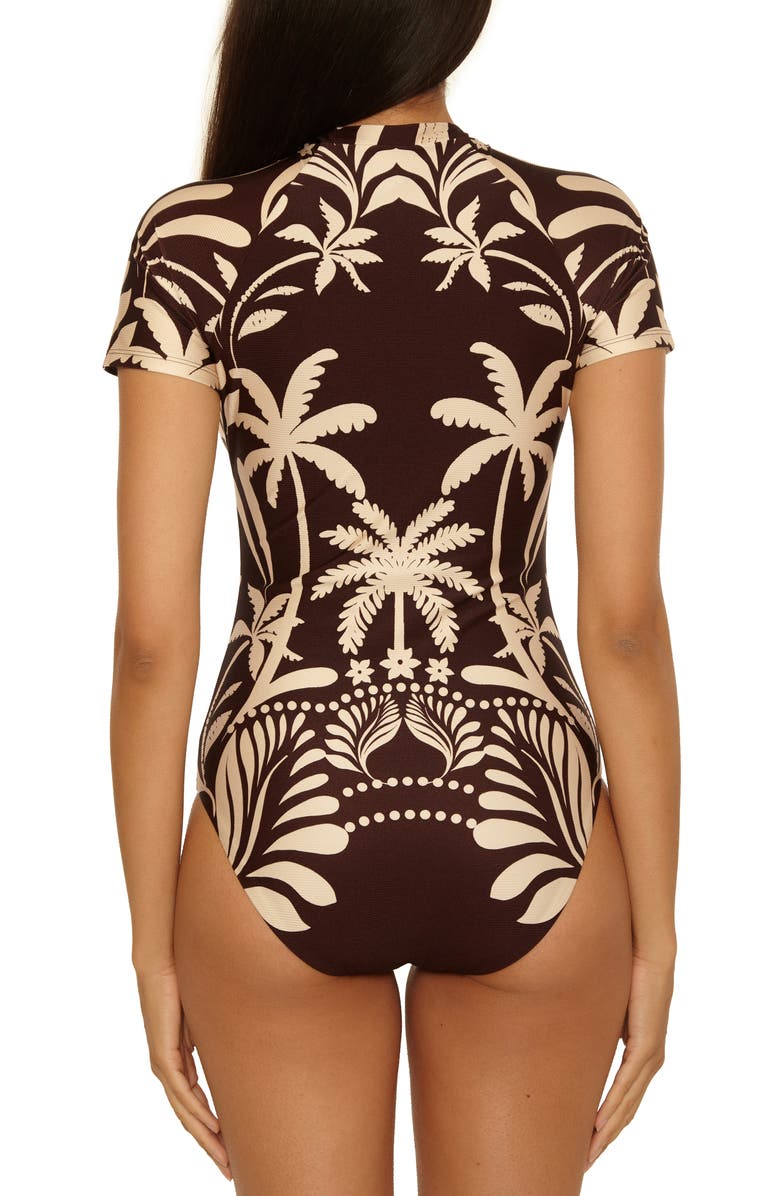 Trina Turk Syros Front Zip One-Piece Swimsuit, Alternate, color, Multi