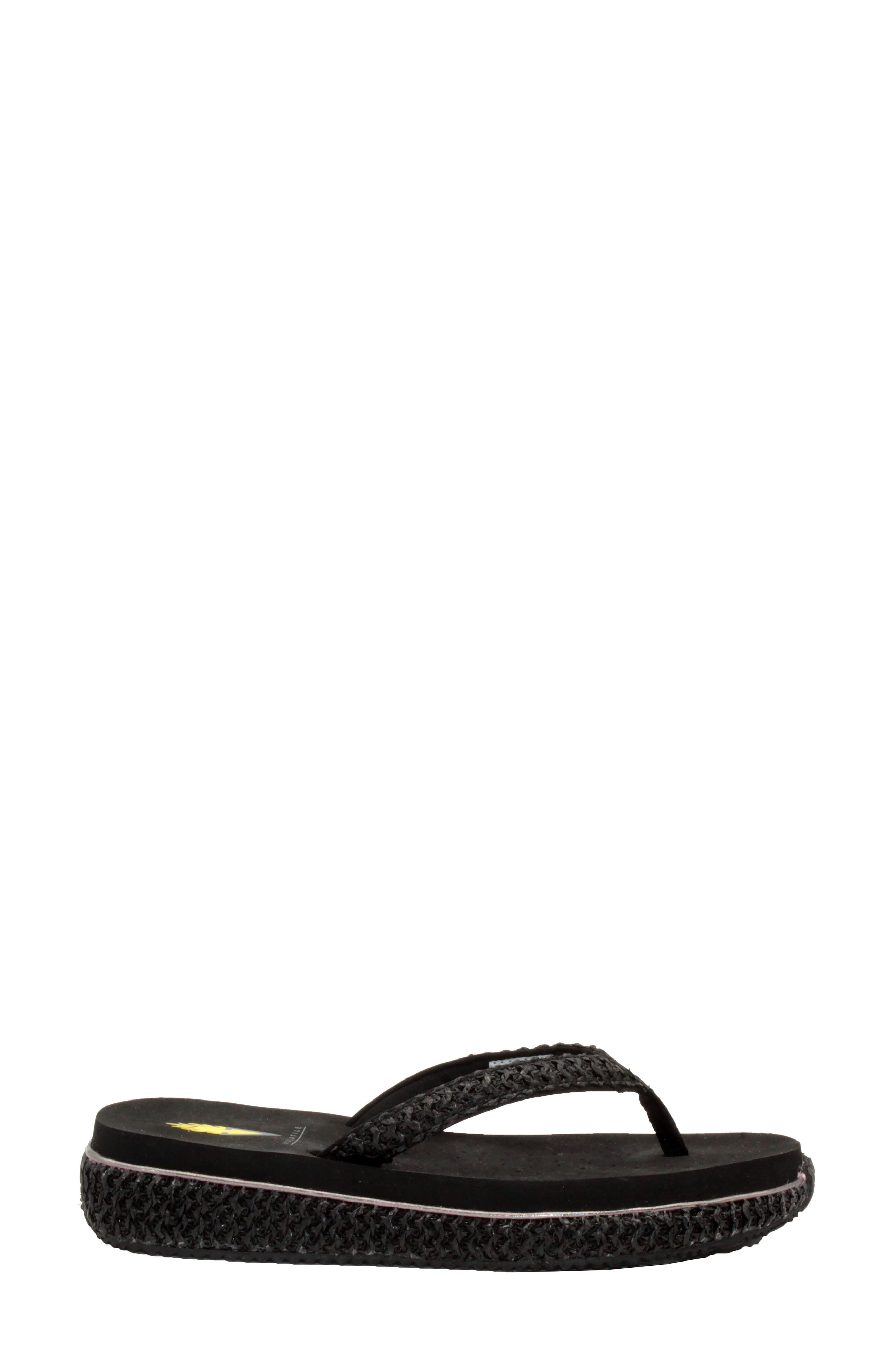 Volatile Palau Platform Flip Flop, Alternate, color, Black Fabric