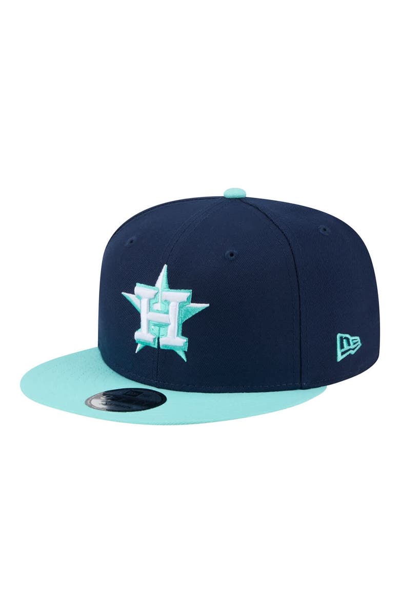 New Era Men's New Era Navy/Turquoise Houston Astros Two-Tone Color Pack 9FIFTY Snapback Hat, Main, color, Navy