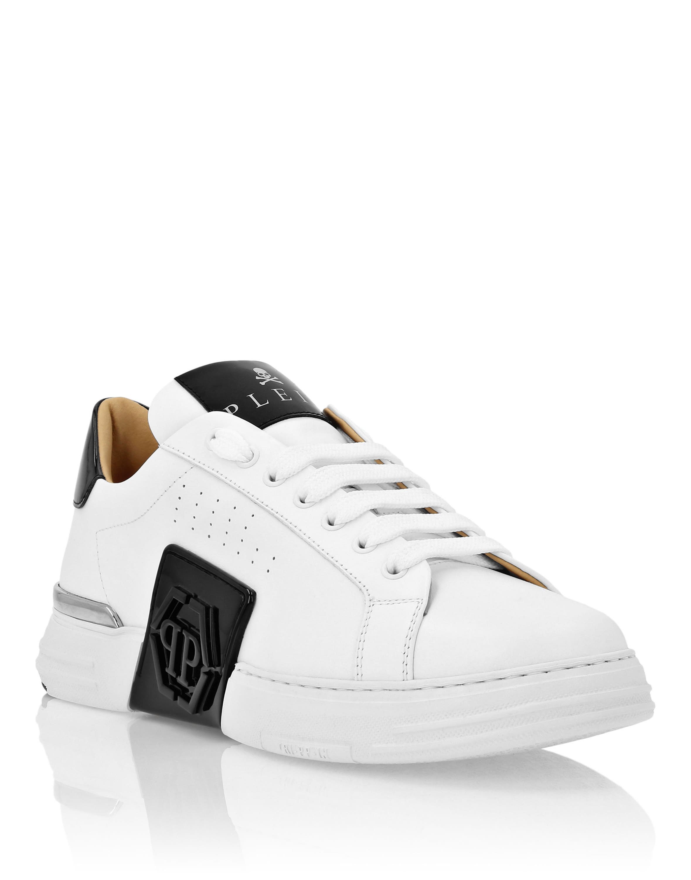 Mix Leather Lo-Top Sneakers Hexagon Unisex, Main, color, white