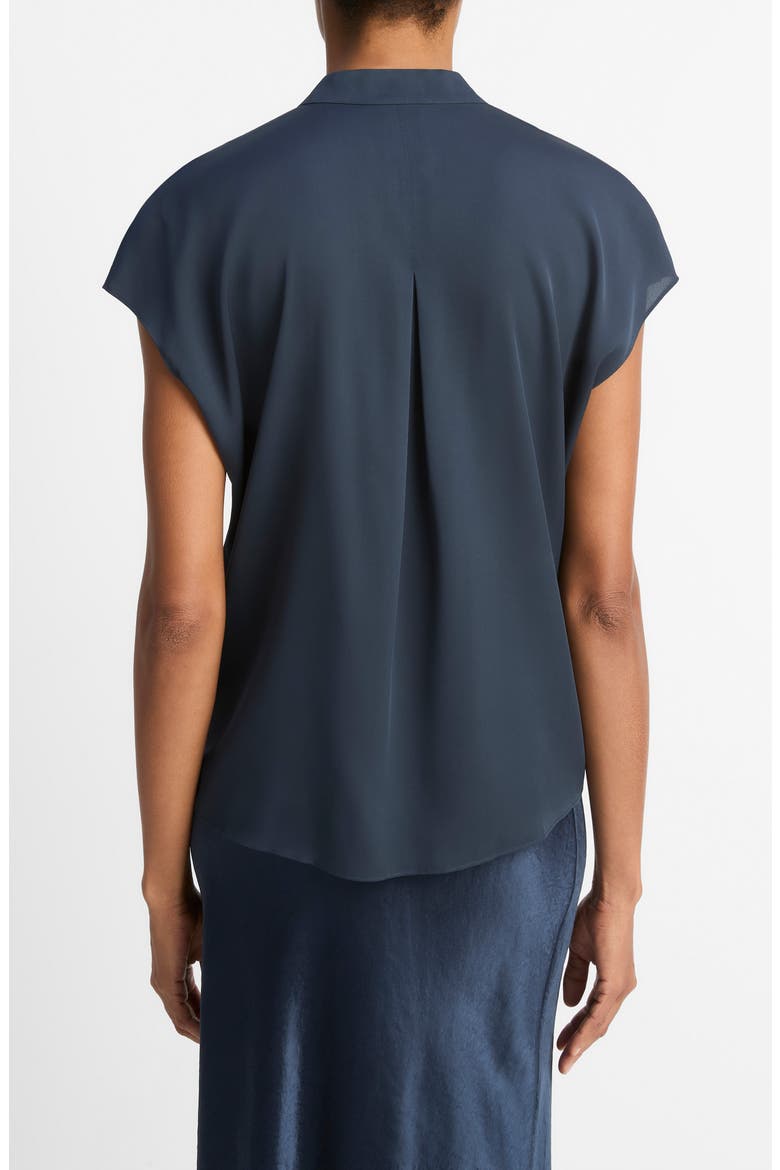Cap Sleeve Silk Blend Top, Alternate, color, COASTAL