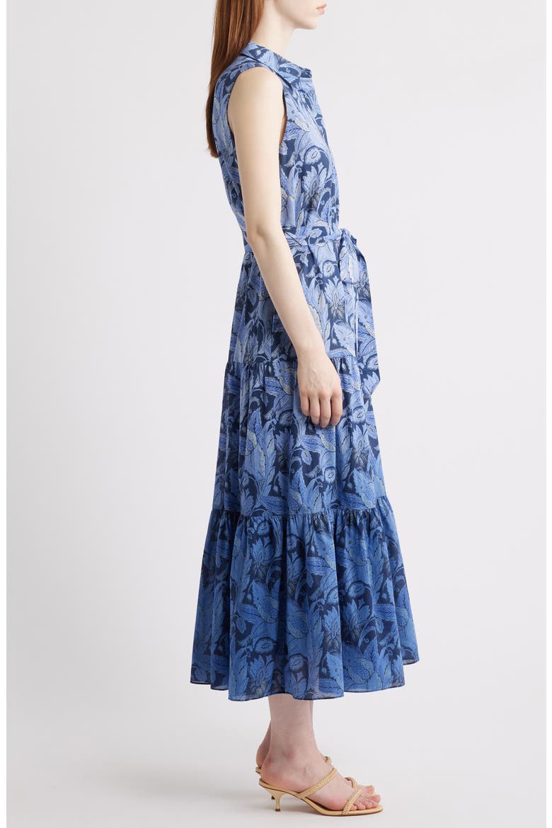 Floral Dip Dye Sleeveless Cotton Shirtdress, Alternate, color, BLUE MULTI