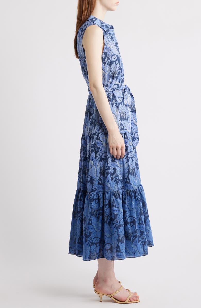 KOBI HALPERIN Floral Dip Dye Sleeveless Cotton Shirtdress, Alternate, color, Blue Multi