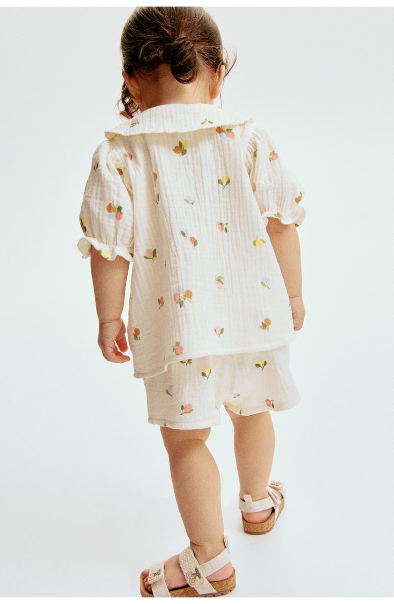 H&M 2-piece Cotton Muslin Set, Alternate, color, White/Berries