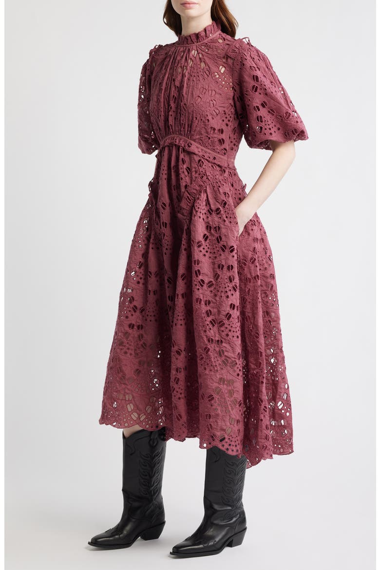 Odette Eyelet Embroidered Dress, Alternate, color, RASPBERRY PINK
