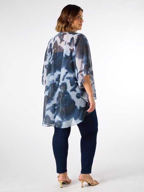 Live Unlimited Abstract Floral High Low Overlay Top In Blue