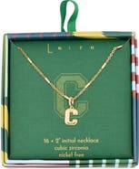Leith Varsity Font Cubic Zirconia Initial Pendant Necklace