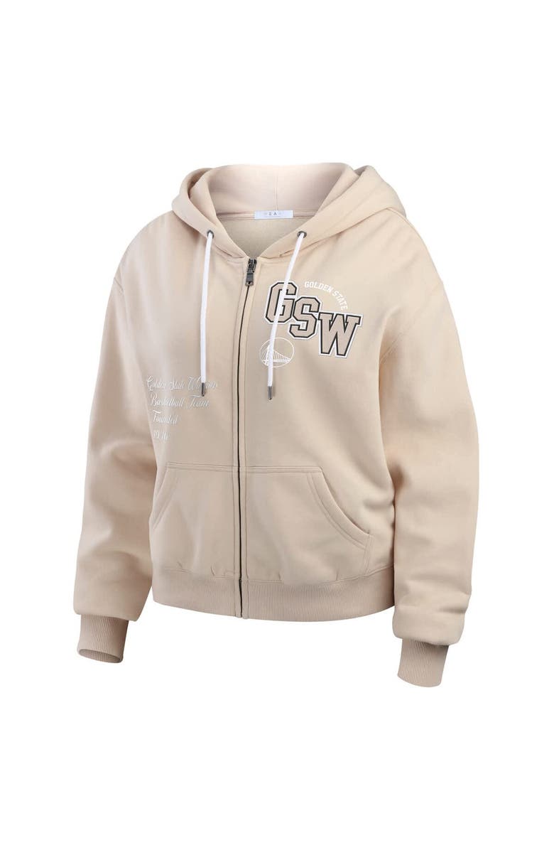 WEAR by Erin Andrews Women's WEAR by Erin Andrews Cream Golden State Warriors Plus Size Tonal Felt Patch Full-Zip Hoodie, Alternate, color, Cream