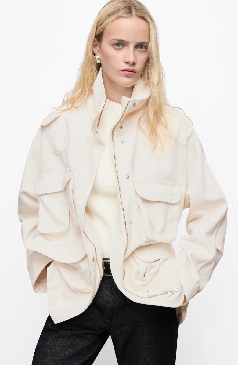MANGO Ramona Denim Coat, Alternate, color, Off White