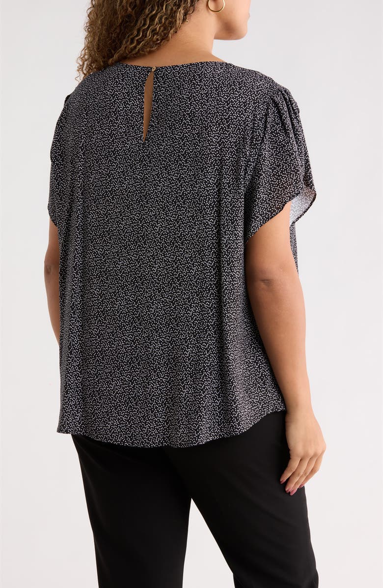 Renee C Dot Print Short Sleeve Top, Alternate, color, Black