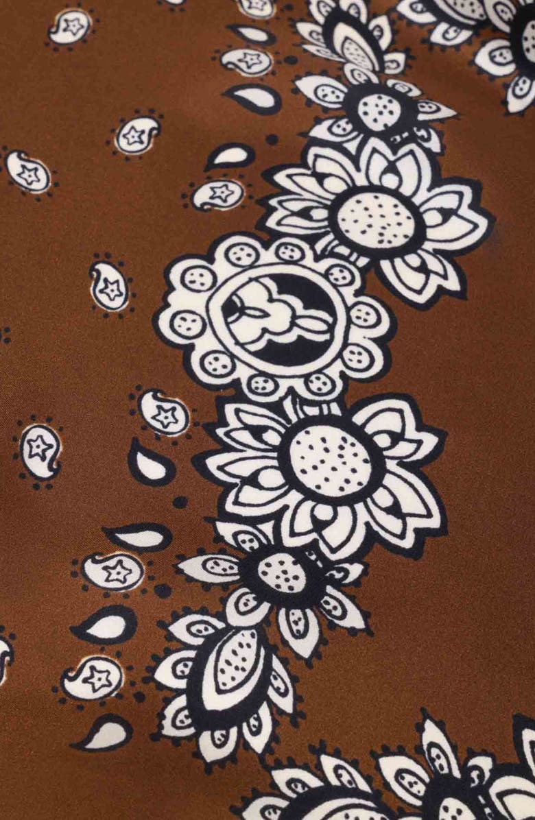maje Bandana print silk scarf, Alternate, color, Brown Bandana Print