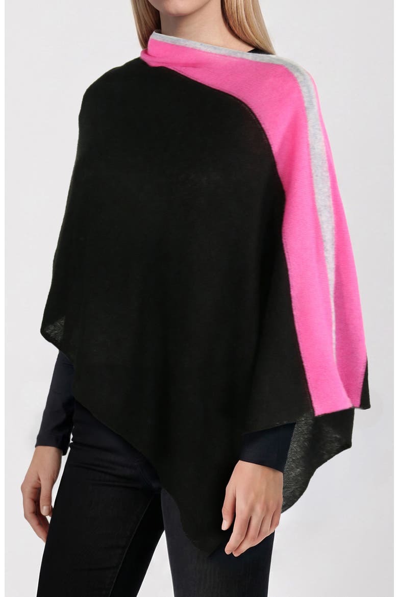 Colorblock Cashmere Poncho, Main, color, BLACK/ FUSCHIA/ GREY