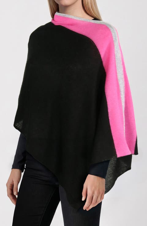 Colorblock Cashmere Poncho