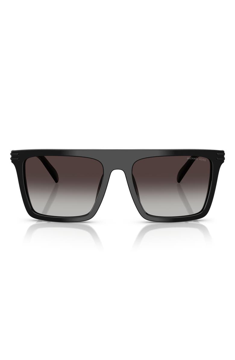 Michael Kors Edgewater 55mm Flat Top Square Sunglasses, Main, color, Black / Dark Grey Gradient