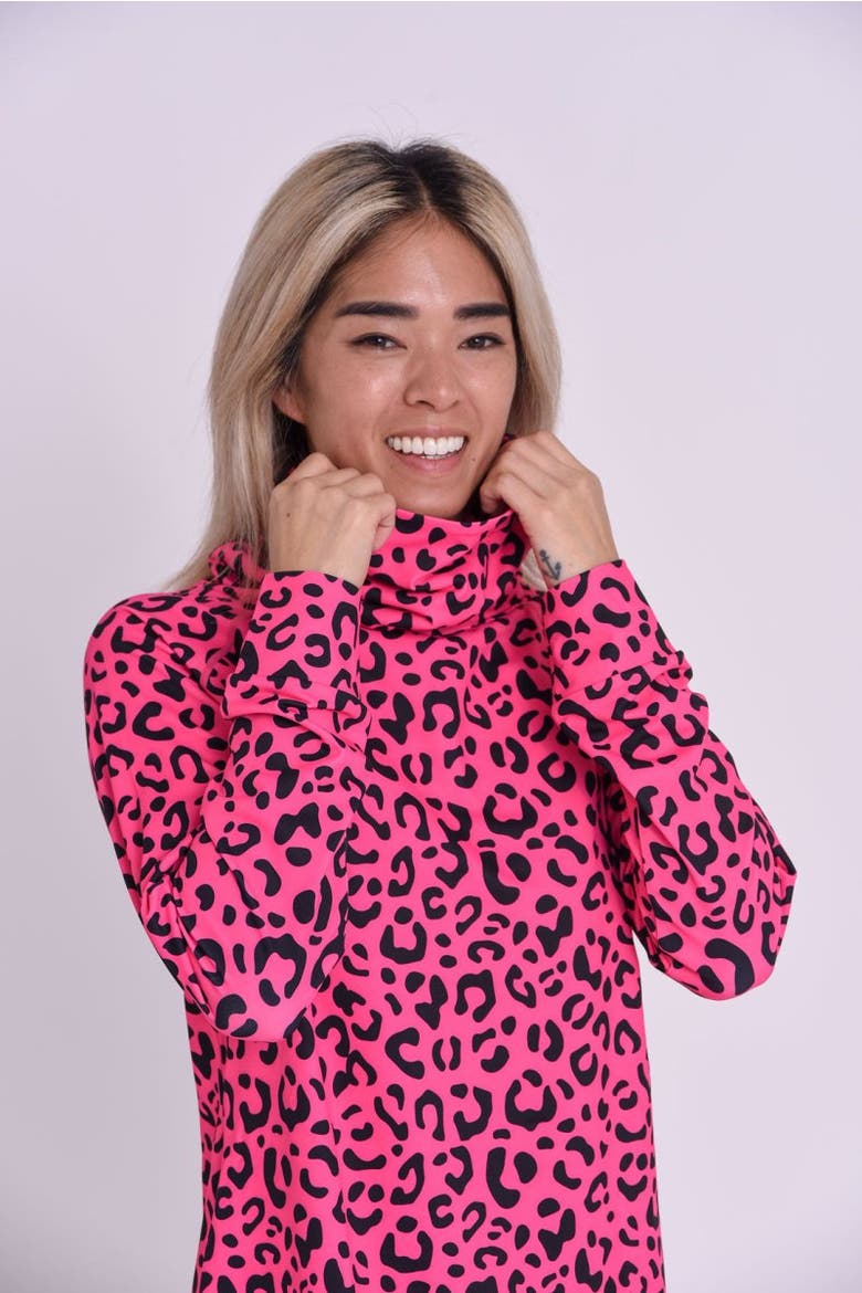 High Neck Baselayer Top - Hotel California Pink Leopard Women's, Alternate, color, multi-colour