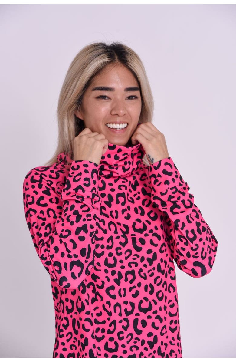 OOSC High Neck Baselayer Top - Hotel California Pink Leopard Women's, Alternate, color, Multi-Colour