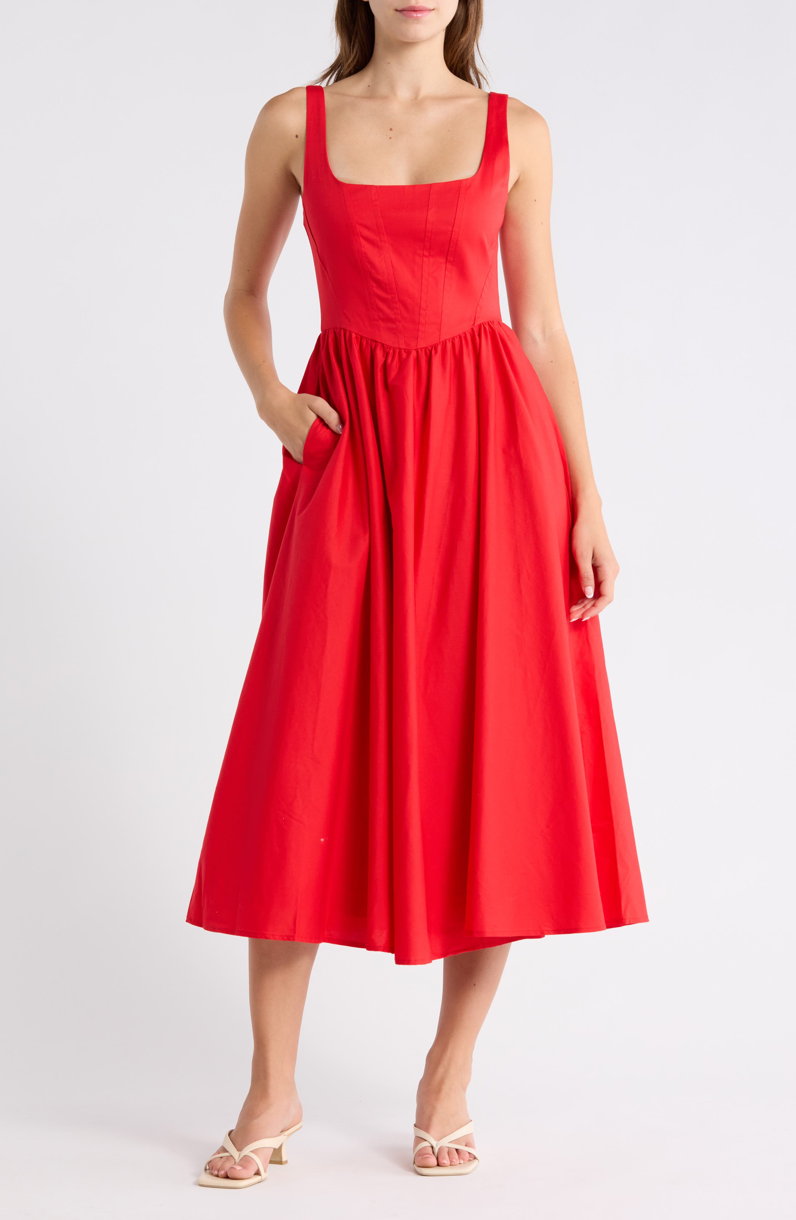 WAYF Corset Midi Dress