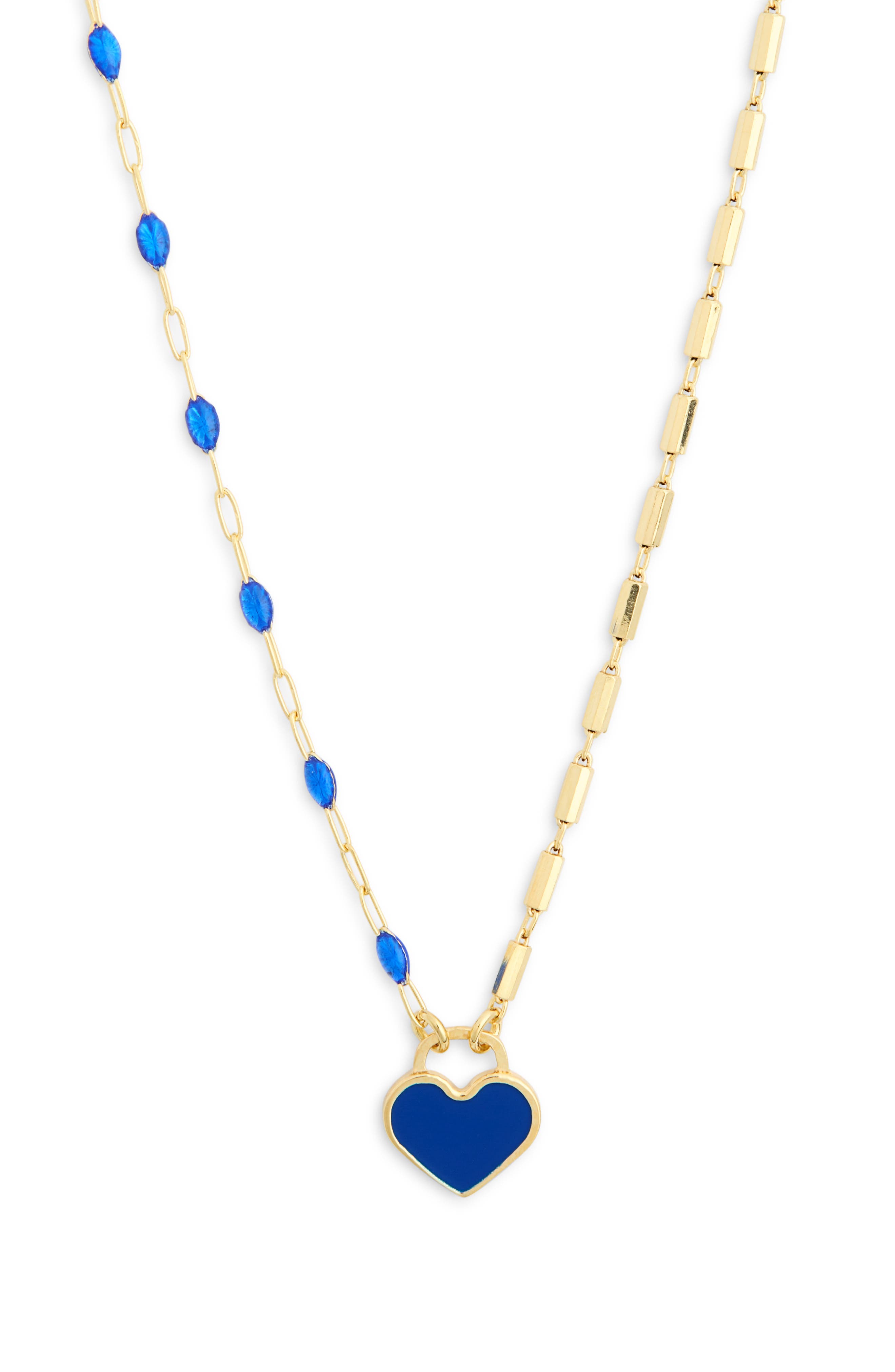 MESHMERISE Mixed Station Chain Heart Pendant Necklace