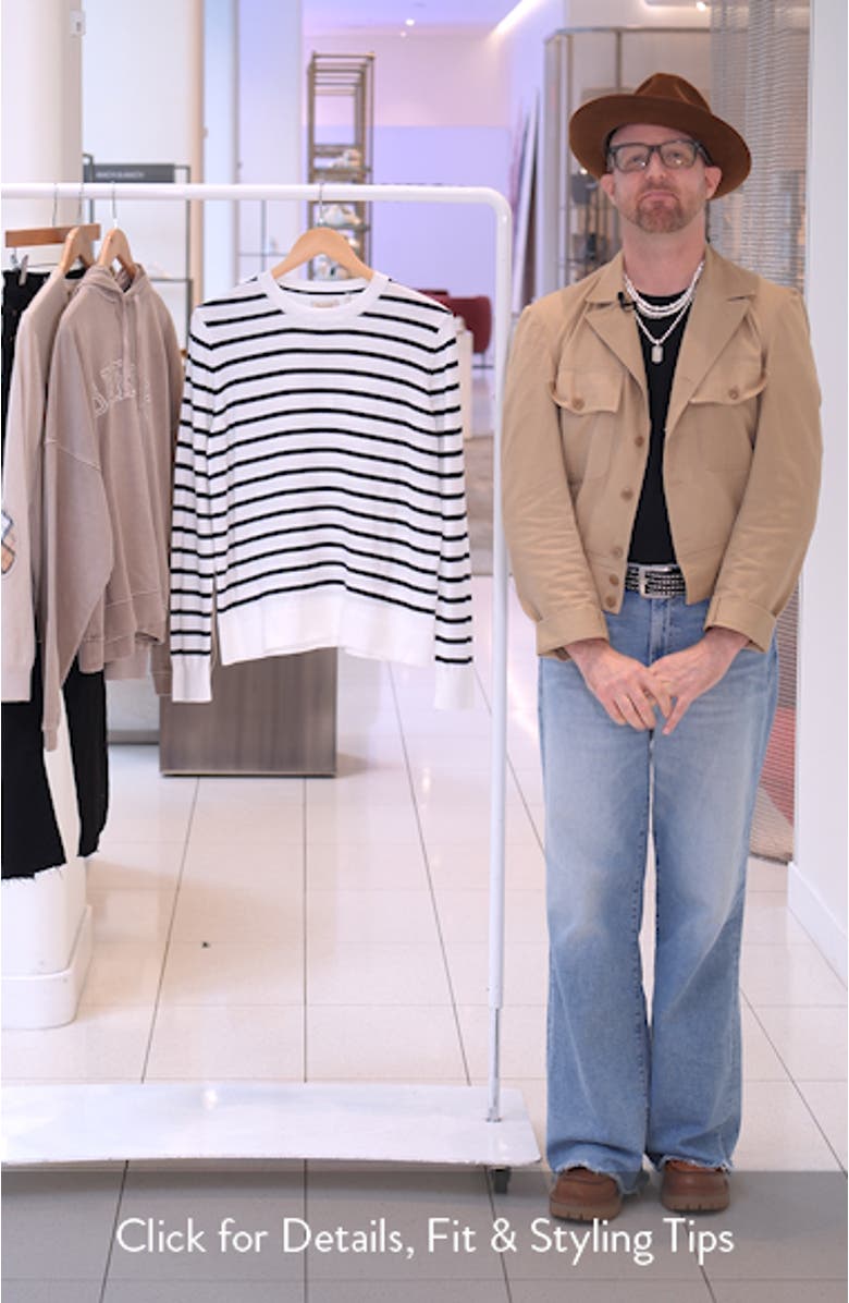 Ellewood Stripe Cotton Crewneck Sweater, sales video thumbnail