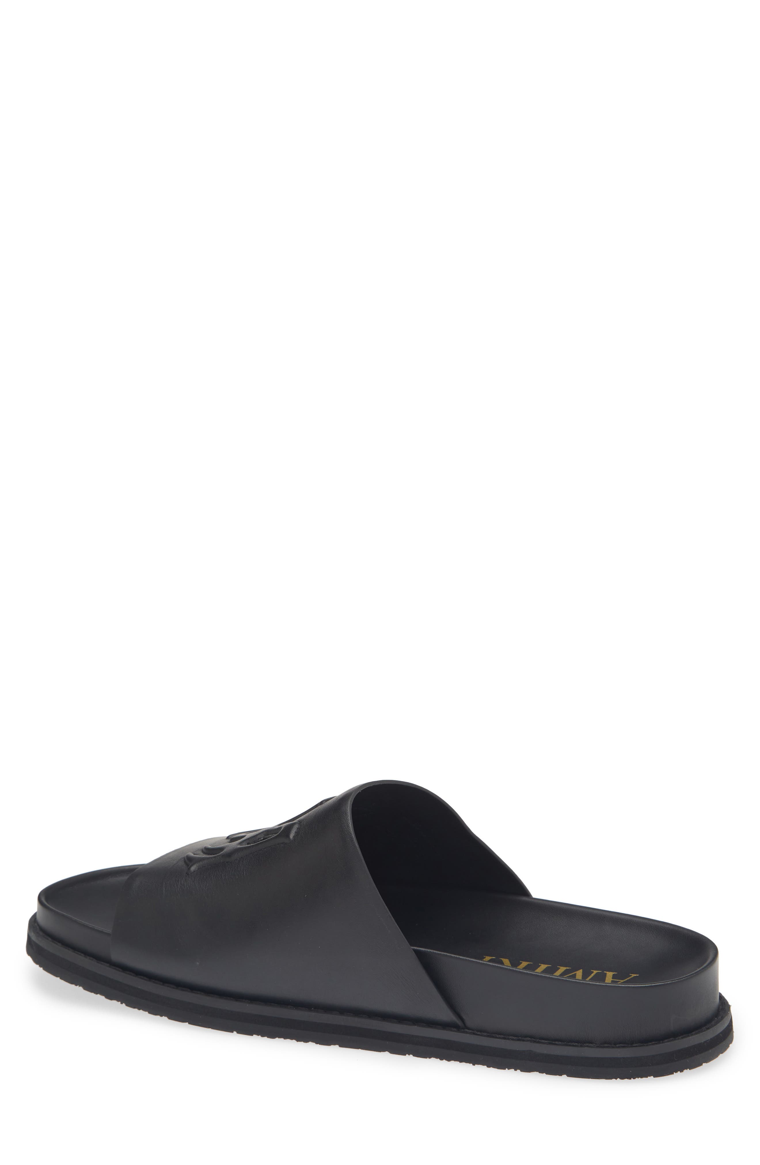 MA Leather Slide Sandal, Alternate, color, BLACK