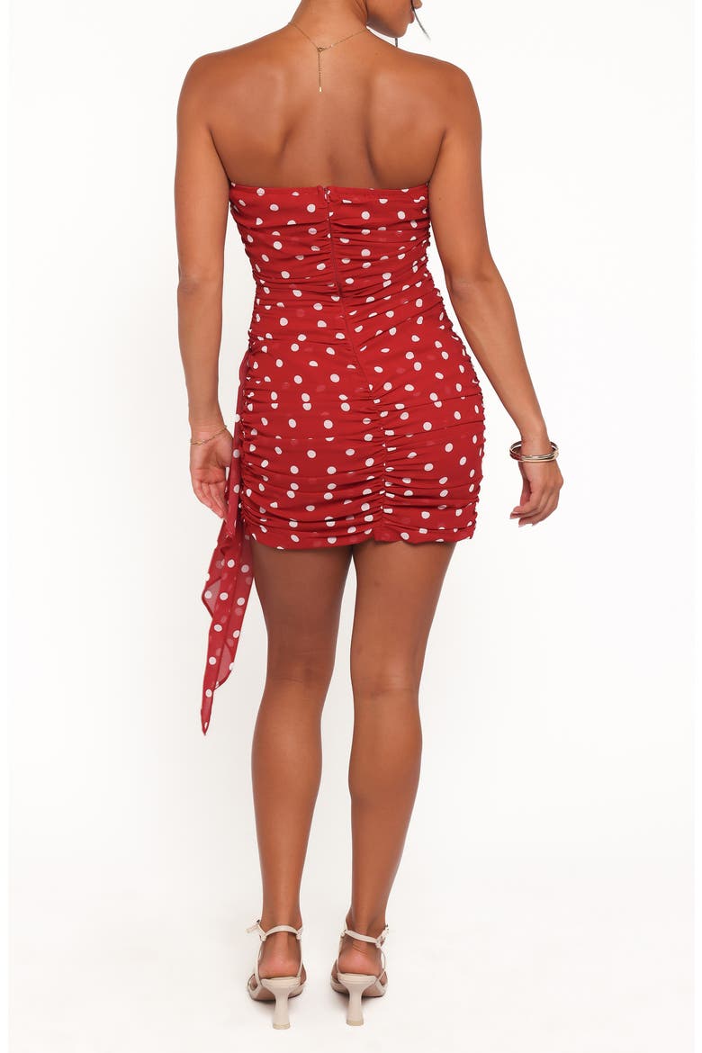 Kristen Polka Dot Strapless Minidress, Alternate, color, RED POLKA DOT