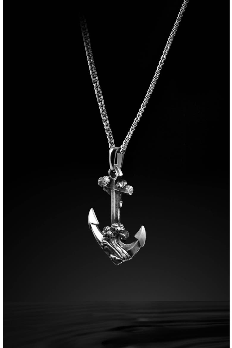 Men's Anchor Pendant Necklace, Alternate, color, SILVER