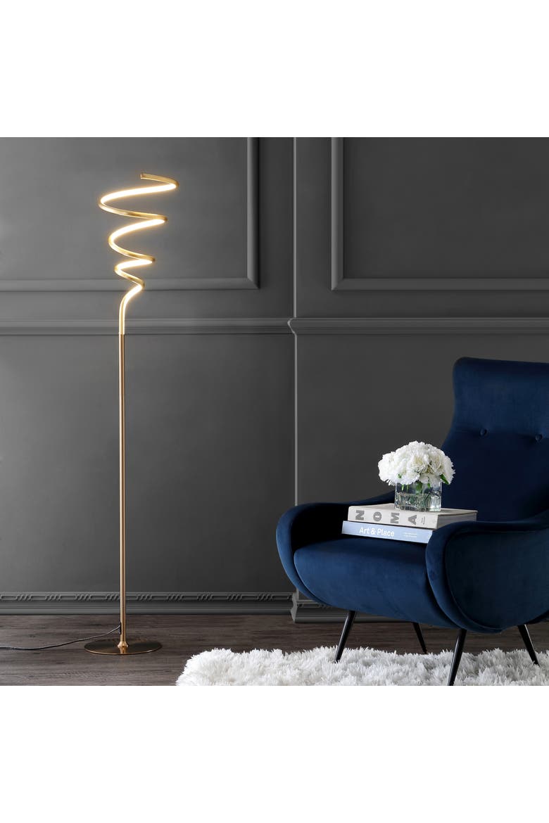 Scribble 60.5" Modern Dimmable Metal Integrated LED Floor Lamp, Alternate, color, Gold