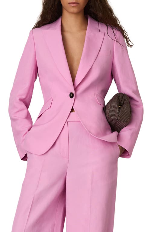Reiss Pink Single Breasted Suit Jacket With Linen