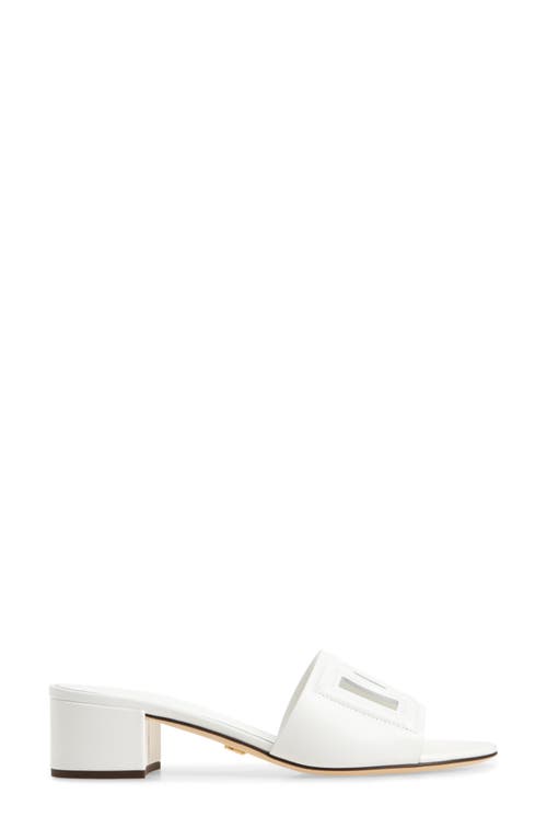 Dolce & Gabbana White Mules With Low Heel And Dg Millennials Detail In Smooth Leather Woman In 80001 Bianco