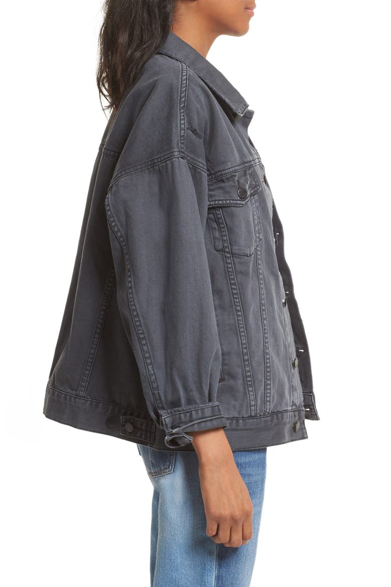 Denim Trucker Jacket, Alternate, color, BLACK