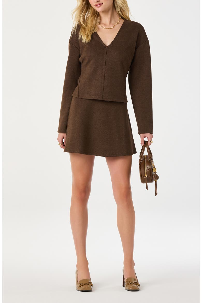 Herringbone Knit Top, Alternate, color, BROWN