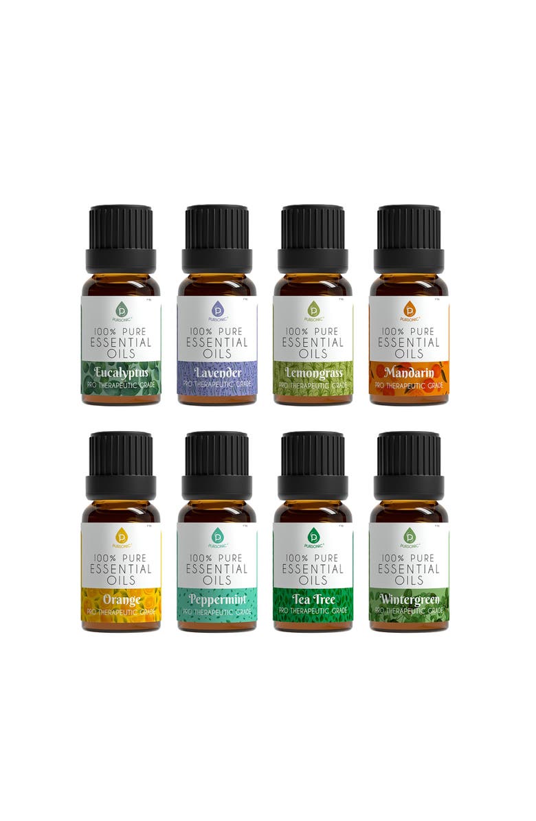 PURSONIC 8 pack of 100% Pure Essential Aromatherapy Oils, Main, color, Multicolor
