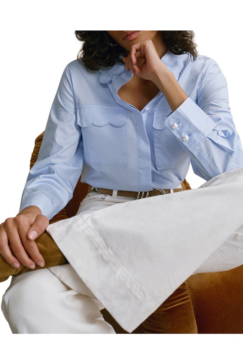 Cotton Scallop Detail Shirt, Alternate, color, Blue