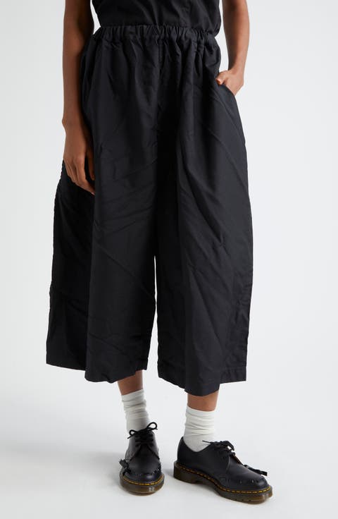 Crop Twill Wide Leg Pants