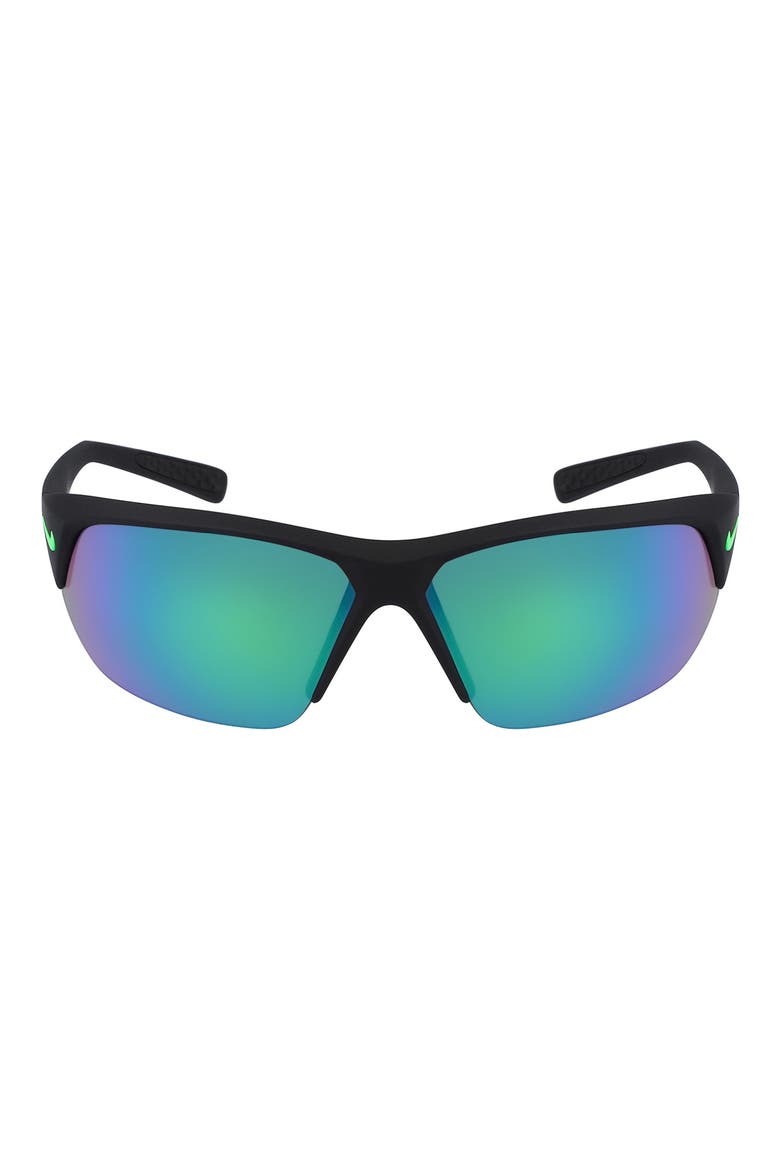 Skylon Ace 69mm Rectangular Sunglasses, Main, color, MATTE BLACK/ GREEN MIRROR