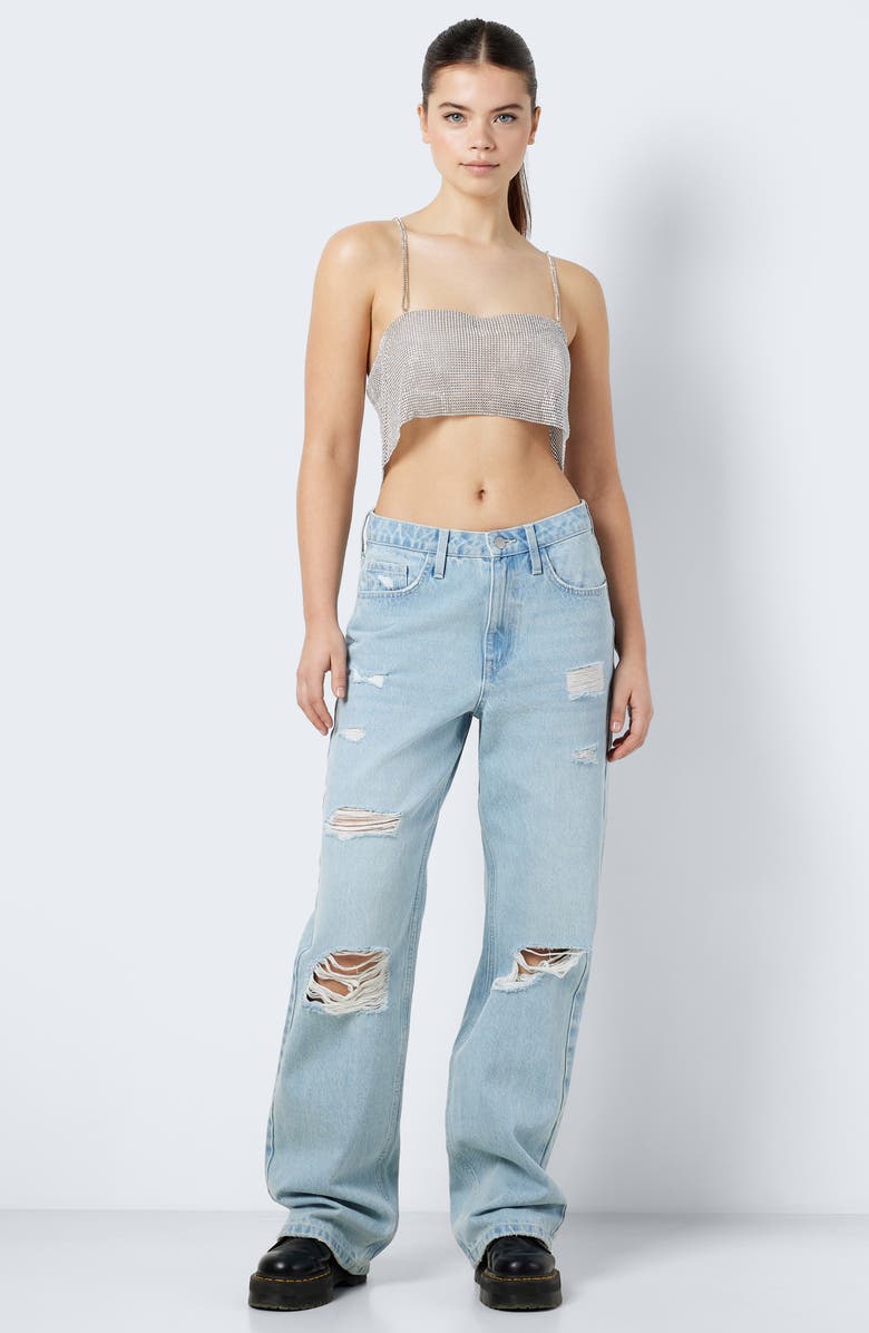 Noisy may Olympia Metallic Crop Tank, Alternate, color, Bright White Silver Stones