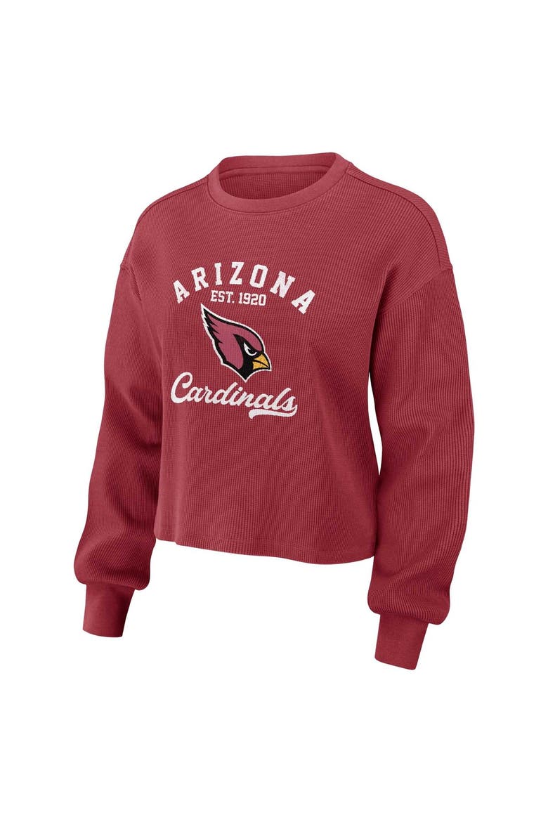 Women's WEAR by Erin Andrews Cardinal Arizona Cardinals Waffle Knit Long Sleeve T-Shirt & Shorts Lounge Set, Alternate, color, Cardinal