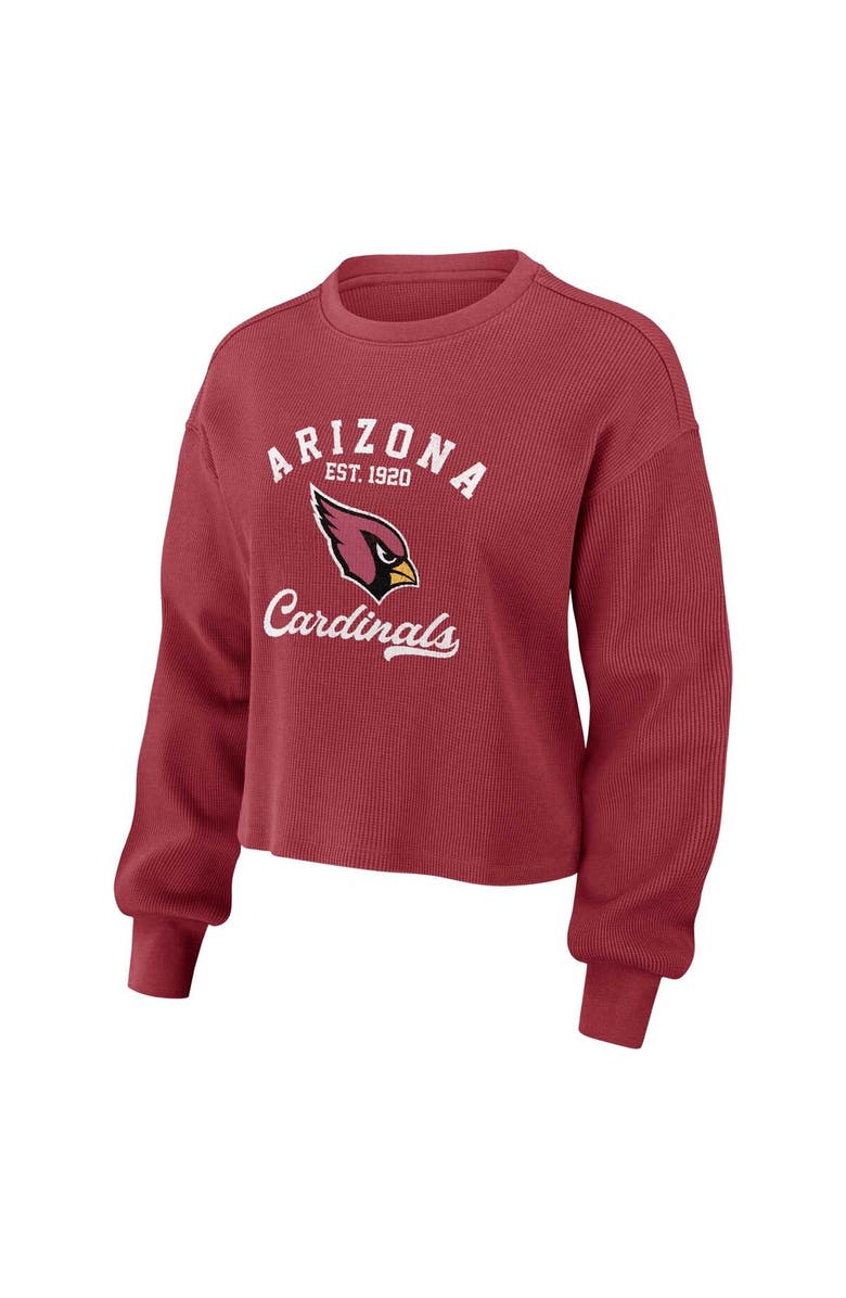 WEAR by Erin Andrews Women's WEAR by Erin Andrews Cardinal Arizona Cardinals Waffle Knit Long Sleeve T-Shirt & Shorts Lounge Set, Alternate, color, Cardinal