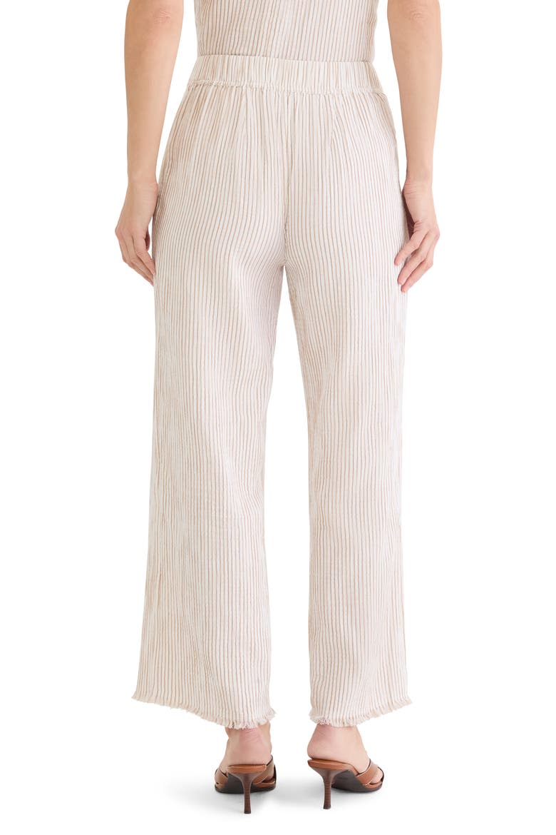 Pinstripe Cotton Blend Gauze Wide Leg Pants, Alternate, color, NEUTRAL MULTI