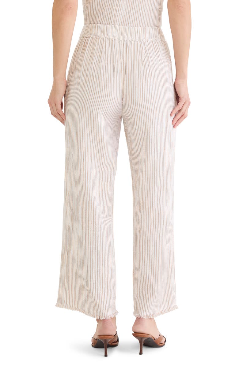 NIC+ZOE Pinstripe Cotton Blend Gauze Wide Leg Pants, Alternate, color, Neutral Multi