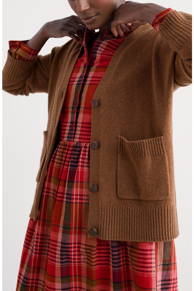 Senara Wool Blend Cardigan, Alternate, color, TOFFEE