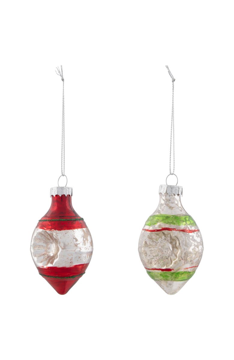 Northlight Retro Reflector 2-Finish Christmas Glass Ornaments - 3.25" - Green and Red - 9ct, Alternate, color, 