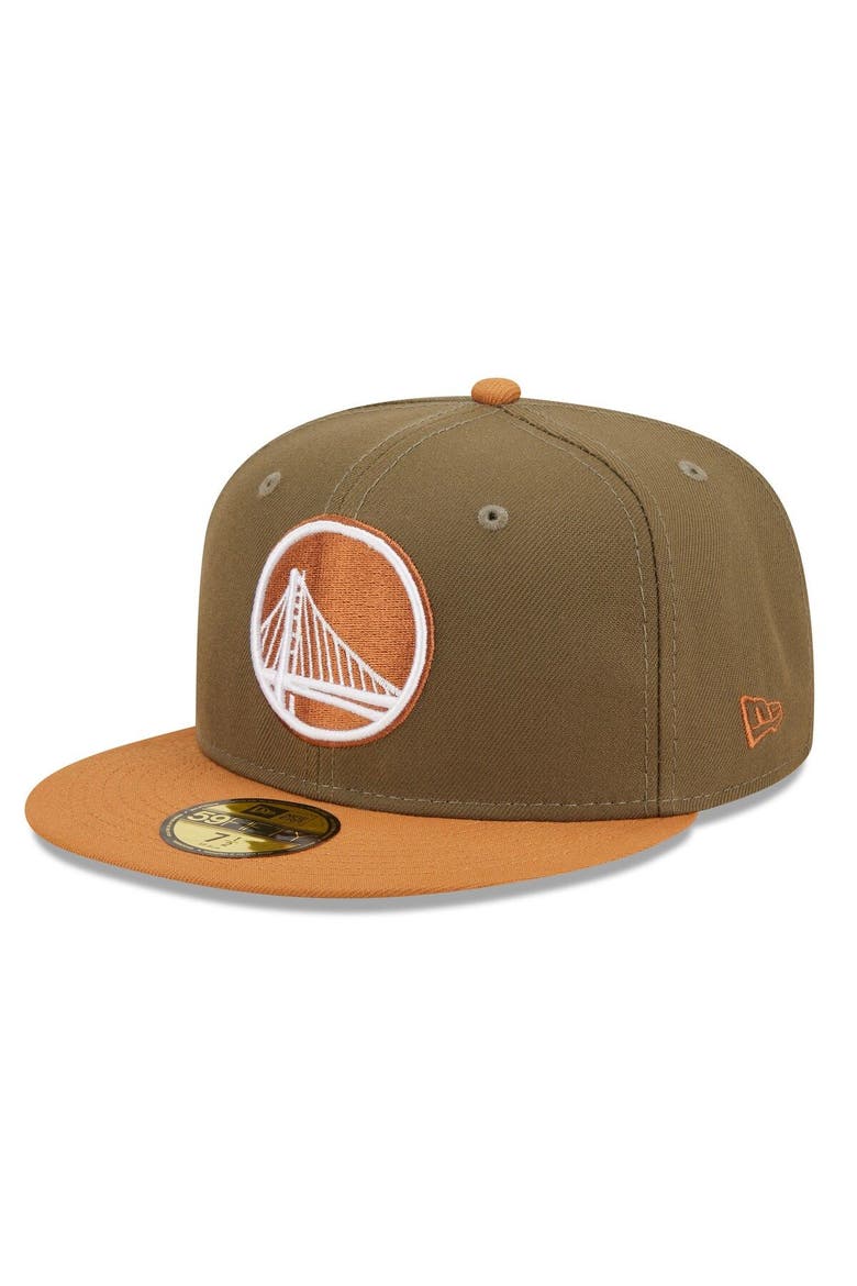 Men's New Era  Olive/Orange Golden State Warriors Two-Tone 59FIFTY Fitted Hat, Main, color, Olive
