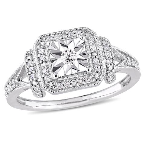 Diamond Halo Square Promise Ring