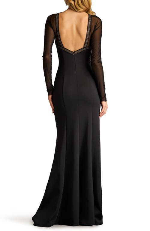Sho By Tadashi Shoji Illusion-sleeve Neoprene Column Gown In Black