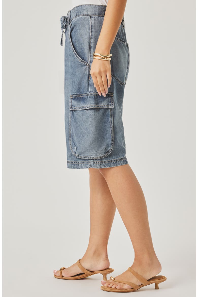 Denim Cargo Shorts, Alternate, color, BLEACHED INDIGO BLUE