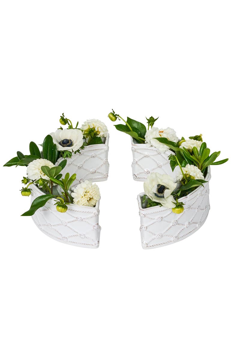 Juliska Berry & Thread Set of 2 Half Circle Vases, Alternate, color, Whitewash